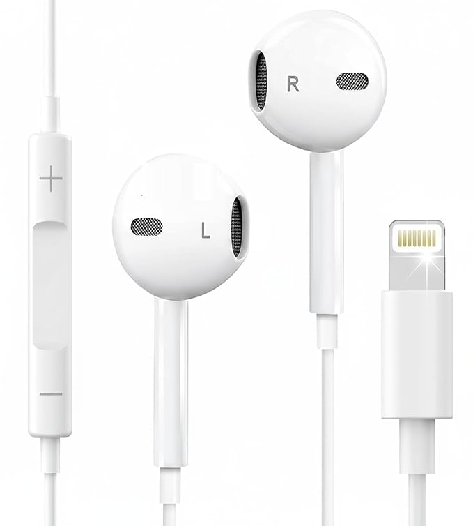 Ankoda Wired Headphones for iPhone Earbuds with Lightning Connector (Built-in Microphone & Volume Control) Compatible for iPhone 14/13/12/11/XR/XS/X/8/7/Pro Max【Official Certified Earphones】-Plug&Play