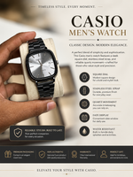 men luxury watch, black metal watch, quartz wrist watch, stylish men watch, premium watch for men, fashion wristwatch, square dial watch